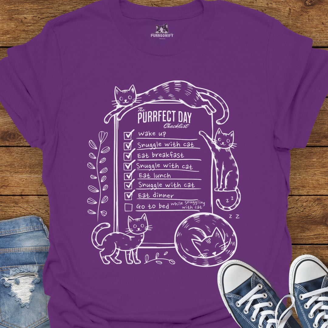 The Purrfect Day Checklist Cat T-Shirt