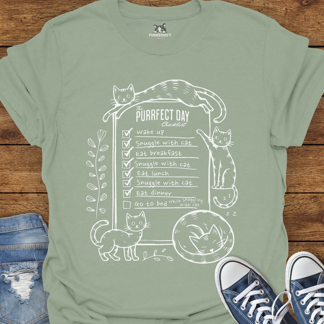 The Purrfect Day Checklist Cat T-Shirt